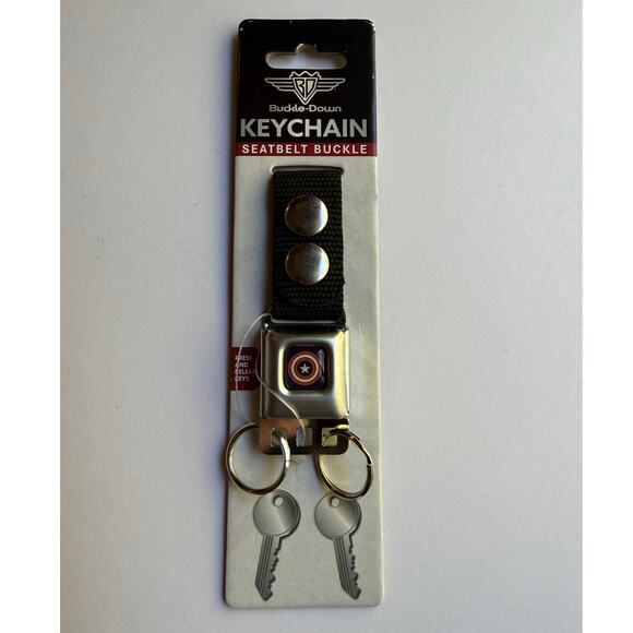 Captain America Buckle-Down Seat Belt Release Keychain - Picture 1 of 6